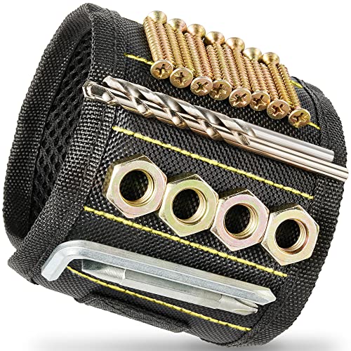 Voltstorm Magnetic Wristband - Men Women Tool Belt with 12 Strong Magnets for Holding Screws, Nails, Drill Bits - Great Gift for Men Stocking Stuffers, Handyman, Carpenter, Electrician, Framer