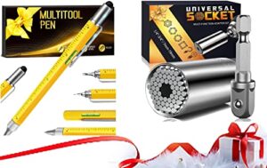 gifts for men multitool pen – stocking stuffers for men dad cool tool gadget for husband + universal socket tools gifts for men dad – christmas stocking stuffers for men socket set with power drill