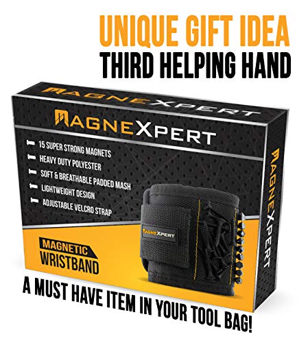 Magnetic Wristband - Stocking Stuffers for Men - Wrist Magnet for Holding Tools, Screws, Nails, Bolts, Drilling Bits. Christmas Gift for Dad, Husband, Son. Unique Gift and Stocking Stuffer Idea