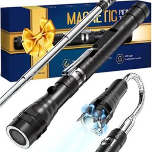 gifts for men dad,magnet tool telescoping magnetic pickup light,22″ extending magnet stick cool tool gadget for men,unique birthday gift for men him,her,husband,grandpa,stuff for hard to reach place