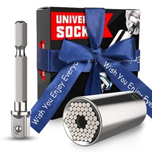 vrtop gifts for men dad stocking stuffers universal socket sets tool birthday christmas gifts for boyfriend son husband dad grandpa cool gadgets bowknot gift box(7-19mm)