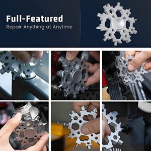 Stocking Stuffers for kids, 23 in 1 Snowflake Multitool Funny Christmas Gifts for Men, dads, teens, adults (Silver)