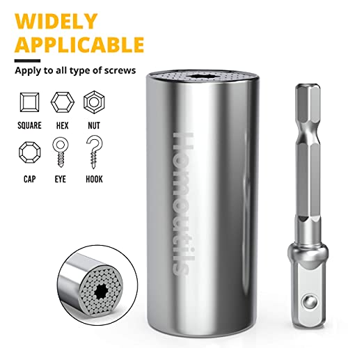 DIY Universal Socket Wrench Tools Set Adapter Handy Grip 7-19mm Stocking Stuffers Christmas Gifts for Men Rounded bolt/Screw Remover Multi-Function Mini Super Socket Holder Gadget Automotive Tool