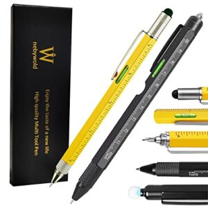 men gifts multi tool pen – 2pc unique gadgets set for dad birthday stocking stuffers fathers day, unique pocket multitool with light, gift idea tools with flashlight ruler