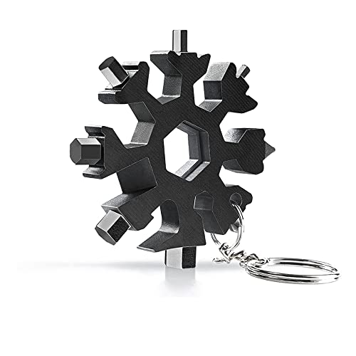 Gifts for Men, 18 in 1 Snowflake Multitool - Stocking Stuffers for Kids, teens, adults witch Keychain（Black）