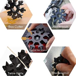 Gifts for Men, 18 in 1 Snowflake Multitool - Stocking Stuffers for Kids, teens, adults witch Keychain（Black）