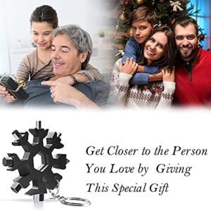 Gifts for Men, 18 in 1 Snowflake Multitool - Stocking Stuffers for Kids, teens, adults witch Keychain（Black）