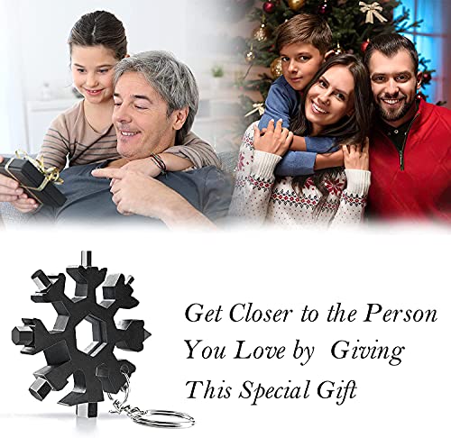 Gifts for Men, 18 in 1 Snowflake Multitool - Stocking Stuffers for Kids, teens, adults witch Keychain（Black）