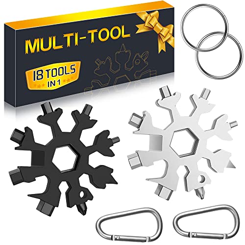 Stocking Stuffers for Men Gifts Snowflake Multitool 18 in 1 Christmas Day Gifts Ideas, 2 Pack Multi Tool Mens Dad Gifts, Multitools Tool Gadgets from Daughter Son, Gifts for Father Husband Him