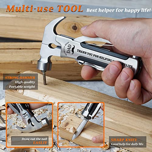 VEITORLD All in One Survival Tools Small Hammer Multitool, Gifts for Dad from Kids, Unique Birthday Gift Ideas for Dad Men Him from Daughter Son, Cool Gadgets Stocking Stuffers for Men