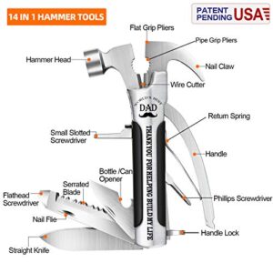 VEITORLD All in One Survival Tools Small Hammer Multitool, Gifts for Dad from Kids, Unique Birthday Gift Ideas for Dad Men Him from Daughter Son, Cool Gadgets Stocking Stuffers for Men