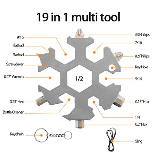 19-In-1 Snowflake Multitool, Stocking Stuffers for Men, Christmas Gifts for Men Women,Tools for Men,Cool & Unique Birthday Gifts for Dad Husband Boyfriend, Gadget Mens Gifts Ideas,Snowflake Multi Tool
