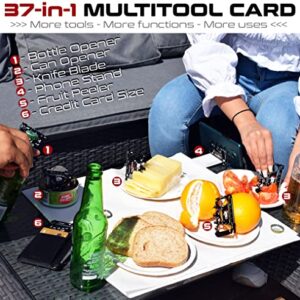 37-in-1 Wallet Tool Card Gift. Black Credit Card Bottle Opener Multitool with Multifunction Tools. Best Stocking Stuffer Gifts for Men, Dads, Husbands, HandyMen & Outdoor Enthusiasts