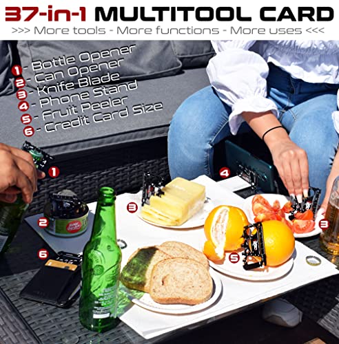 37-in-1 Wallet Tool Card Gift. Black Credit Card Bottle Opener Multitool with Multifunction Tools. Best Stocking Stuffer Gifts for Men, Dads, Husbands, HandyMen & Outdoor Enthusiasts