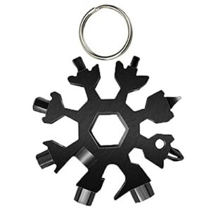 wtwen 18-in-1 snowflake multi-tool portable multitool screwdriver bottle opener snowflake wrench with keyring for outdoor camping & christmas stocking stuffers (black)
