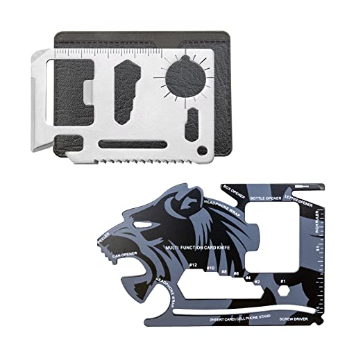 BCHARYA 29 in 1 Wallet Tool Card Set, 2 Tools in 1 Pack, Survival Tactical Credit Card Multitool, Cool Gadget and Stocking Stuffers for Men, Teens, Him, Husband, Dad