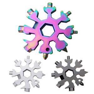 us2you 18-in-1 snowflake multitool pack of 3, stainless steel screwdriver hand diy snowflake multi tool, portable camping accessories , gadgets for men and christmas gifts for men, women