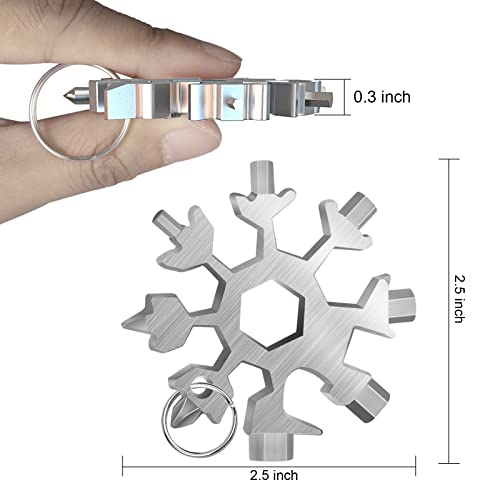 OOYCYOO 2 Pack Snowflake 18-in-1 Multi Tool, Christmas Stocking Stuffers for Men Women,Stainless Steel Snowflake Key Chain Tool Flat Phillips Screwdriver Kit,Great Christmas gift (Black,Silver)