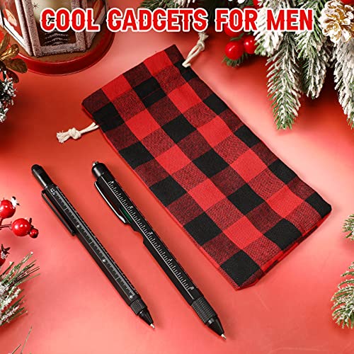 Christmas Stocking Stuffers 9 in 1 Multitool Pen Set Christmas Gifts with Buffalo Plaid Drawstring Bag for Men Dad Teens Boyfriend Husband Birthday Father's Day