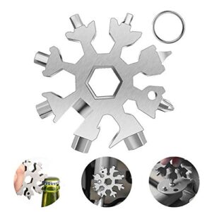 stocking stuffers for men 18-in-1 snowflake multi tool, christmas day men xmas gifts stainless portable steel multi-tool, snowflake bottle opener flat phillips screwdriver kit wrench daily tool