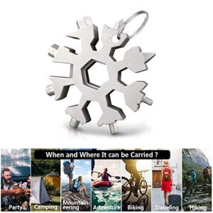 Stocking Stuffers for Men 18-in-1 Snowflake Multi Tool, Christmas Day Men Xmas Gifts Stainless Portable Steel Multi-Tool, Snowflake Bottle Opener Flat Phillips Screwdriver Kit Wrench Daily Tool