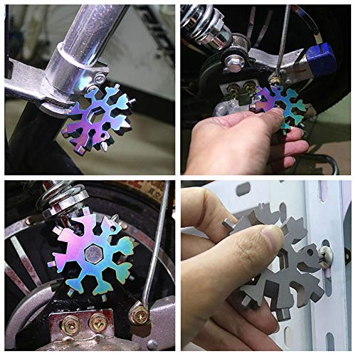 Stocking Stuffers for Men 18-in-1 Snowflake Multi Tool, Christmas Day Men Xmas Gifts Stainless Portable Steel Multi-Tool, Snowflake Bottle Opener Flat Phillips Screwdriver Kit Wrench Daily Tool