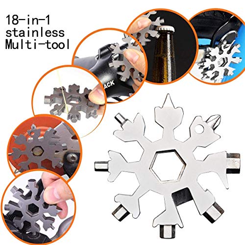 Stocking Stuffers for Men 18-in-1 Snowflake Multi Tool, Christmas Day Men Xmas Gifts Stainless Portable Steel Multi-Tool, Snowflake Bottle Opener Flat Phillips Screwdriver Kit Wrench Daily Tool