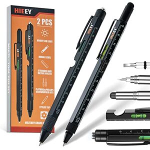 hieey gadgets for men, dad stocking stuffers, 9 in 1 multitool pen, cool tech gifts for men – led light, touchscreen stylus, ruler, level, bottle opener, phillips screwdriver, and ballpoint pen