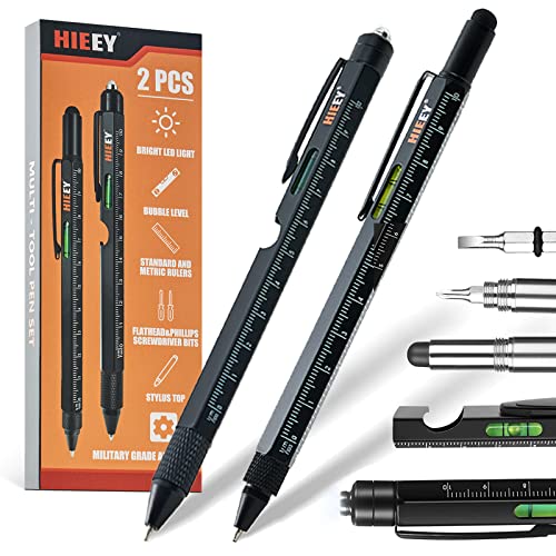 HIEEY Gadgets for Men, Dad Stocking Stuffers, 9 in 1 Multitool pen, cool tech gifts for men - LED Light, Touchscreen Stylus, Ruler, Level, Bottle Opener, Phillips Screwdriver, and Ballpoint Pen