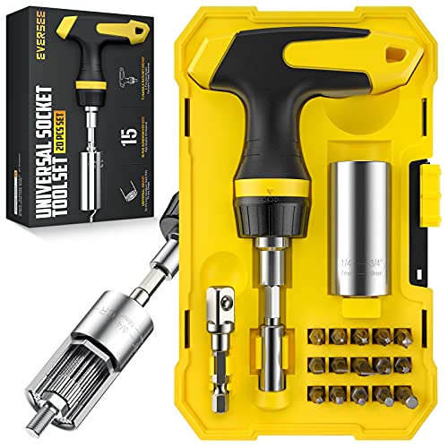 Universal Socket Tools Ratchet Screwdriver Bit Set, Stocking Stuffers for Men Dad Gifts Super Universal Socket Adapter Valentines Fathers Day Anniversary Birthday Gifts for Men Dad Him Women