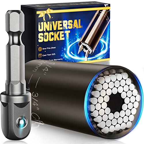 Universal Socket Tool Gifts for Men - Valentines Day Gifts for Him Her Husband Boyfriend Super Grip Socket Set with Power Drill Adapter(7-19mm) Cool Gadgets Birthday Fathers Day Christmas Gift Ideas