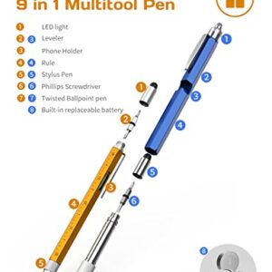 Stocking Stuffers Gift for Men-Multi Tool Pen Construction Tools,Cool Gadgets for Dad Husband Grandpa ,Fathers Gifts Ideas for Engineer Woodworkers Carpenter Stylus,Ruler,Level,Screwdriver,Flashlight