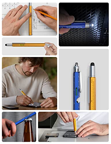 Stocking Stuffers Gift for Men-Multi Tool Pen Construction Tools,Cool Gadgets for Dad Husband Grandpa ,Fathers Gifts Ideas for Engineer Woodworkers Carpenter Stylus,Ruler,Level,Screwdriver,Flashlight