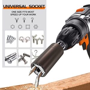 Valentines Gift Universal Socket Tools - Super Grip Socket Set with Power Drill Adapter (7-19mm) | Cool Gadgets Birthday Gift Ideas for Dad Papa Father Husband Grandpa Valentines Day Gifts for Her Him