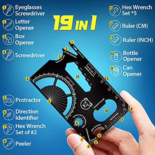 Christmas Stocking Stuffers Gifts for Men - 19 Tool In 1 Wallet Credit Card Multitool Women Gifts, EDC Multitool Gadget Pocket Card Tool Fathers Day Birthday Gift Idea for Husbands Boyfriends Dad