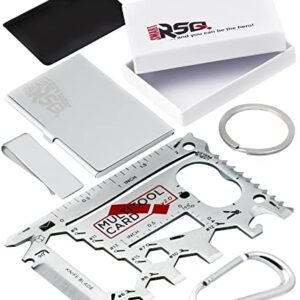 37-in-1 Credit Card Tool Gift Set. EDC Silver Multitool Card with Multifunction Tools & Accessories. Perfect Stocking Stuffer Gifts for Men, Dads, Husbands, HandyMen, Do It & Yourselfers