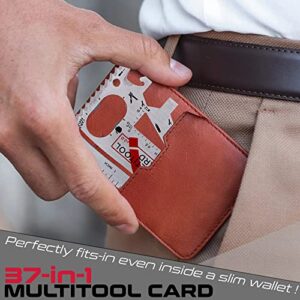 37-in-1 Credit Card Tool Gift Set. EDC Silver Multitool Card with Multifunction Tools & Accessories. Perfect Stocking Stuffer Gifts for Men, Dads, Husbands, HandyMen, Do It & Yourselfers