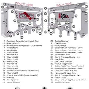 37-in-1 Credit Card Tool Gift Set. EDC Silver Multitool Card with Multifunction Tools & Accessories. Perfect Stocking Stuffer Gifts for Men, Dads, Husbands, HandyMen, Do It & Yourselfers