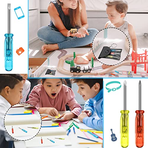 20 Pcs Mini Screwdriver Keychain Set Each Set Includes 3 Mini Slotted Screwdrivers Flathead Screwdriver Y-shaped Screwdrivers in a Portable Pouch with Snap with Hook for Cool Tool Party Gifts Favor