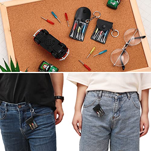 20 Pcs Mini Screwdriver Keychain Set Each Set Includes 3 Mini Slotted Screwdrivers Flathead Screwdriver Y-shaped Screwdrivers in a Portable Pouch with Snap with Hook for Cool Tool Party Gifts Favor