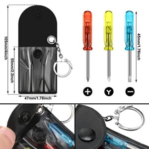 20 Pcs Mini Screwdriver Keychain Set Each Set Includes 3 Mini Slotted Screwdrivers Flathead Screwdriver Y-shaped Screwdrivers in a Portable Pouch with Snap with Hook for Cool Tool Party Gifts Favor