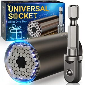 super universal socket gifts for dad men – tool socket set with power drill adapter multi socket grip stuff cool stocking stuffers gadgets for men women, gift ideas for father husband him(7-19mm)