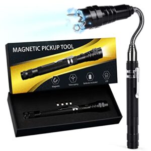 led magnetic pickup tool gifts for men, valentines day gifts for him dad husband grandpa boyfriend him, flexible magnet up to 22″ for hard to reach items, cool gadget birthday gift idea