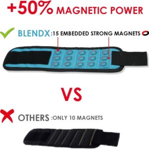 Magnetic Wristband, BLENDX Men Stocking Stuffers Gifts Tool with Strong Magnets for Holding Screws, Nails, Drill Bits Cool Tools for Father's Day Gift for Him, Men, Husband, Dad, Guys, DIY-er