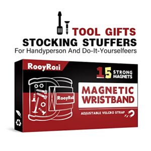 RooyRoii Magnetic Wristband for Holding Screws, Nails - Wrist Magnet Tool Holder for Handyman, Carpenter - Gift for Men, Dad Christmas Stocking Stuffers