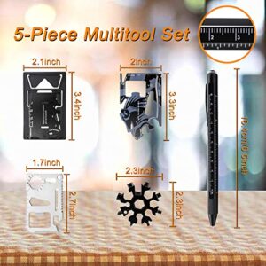 BCHARYA 5 Piece Multitool Set, 9-In-1 Multitool Pen, Wallet Multi-Tool, Cool Gadgets Stocking Stuffers Gifts for Men, Portable Pocket Tools for Outdoors, Home Improvement