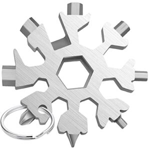 snowflake 18-in-1 multi tool stainless steel keychain snowflake multi-tool screwdriver, wrench bottle opener, christmas stocking stuffers gifts,outdoor camping tools