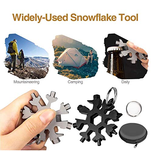 18-in-1 Snowflake MultiTool, Christmas, Stocking Stuffer, Gift, Zipper Carry Case, Outdoor EDC Tool, Camping, hiking, biking, Portable Keychain screwdriver Bottle opener Tool for Military Enthusiasts