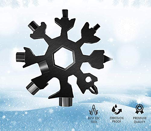 18-in-1 Snowflake MultiTool, Christmas, Stocking Stuffer, Gift, Zipper Carry Case, Outdoor EDC Tool, Camping, hiking, biking, Portable Keychain screwdriver Bottle opener Tool for Military Enthusiasts