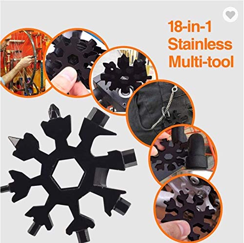18-in-1 Snowflake MultiTool, Christmas, Stocking Stuffer, Gift, Zipper Carry Case, Outdoor EDC Tool, Camping, hiking, biking, Portable Keychain screwdriver Bottle opener Tool for Military Enthusiasts